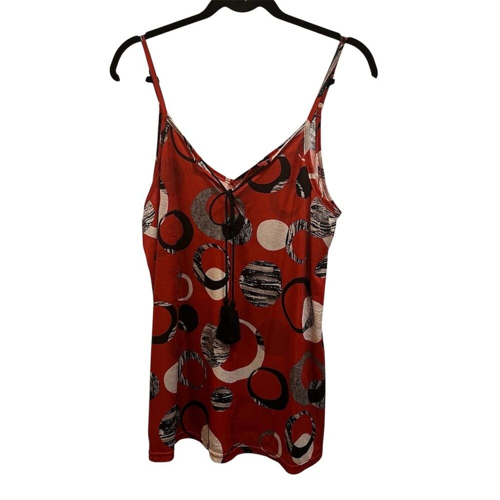 Love U Dear Women's L Red Geometric Print Sleeveless Tank Top